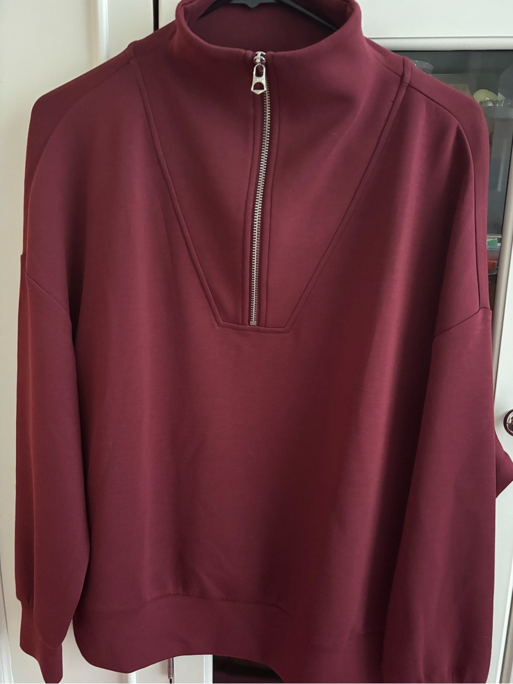 Varley Zip-Front Pullover in Deep Burgundy - Picture 6 of 8